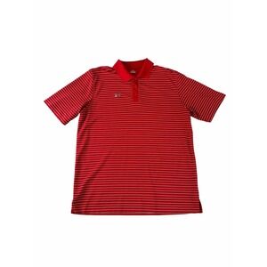 Under Armour Red Striped Polo Shirt Men's Large Performance Golf Tee Breathable